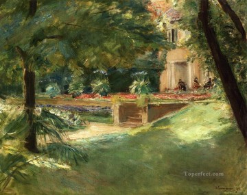 マックス・リーバーマン Painting - ヴァンゼーの花畑を見下ろすテラス 1918 年 マックス・リーバーマン ドイツ印象派